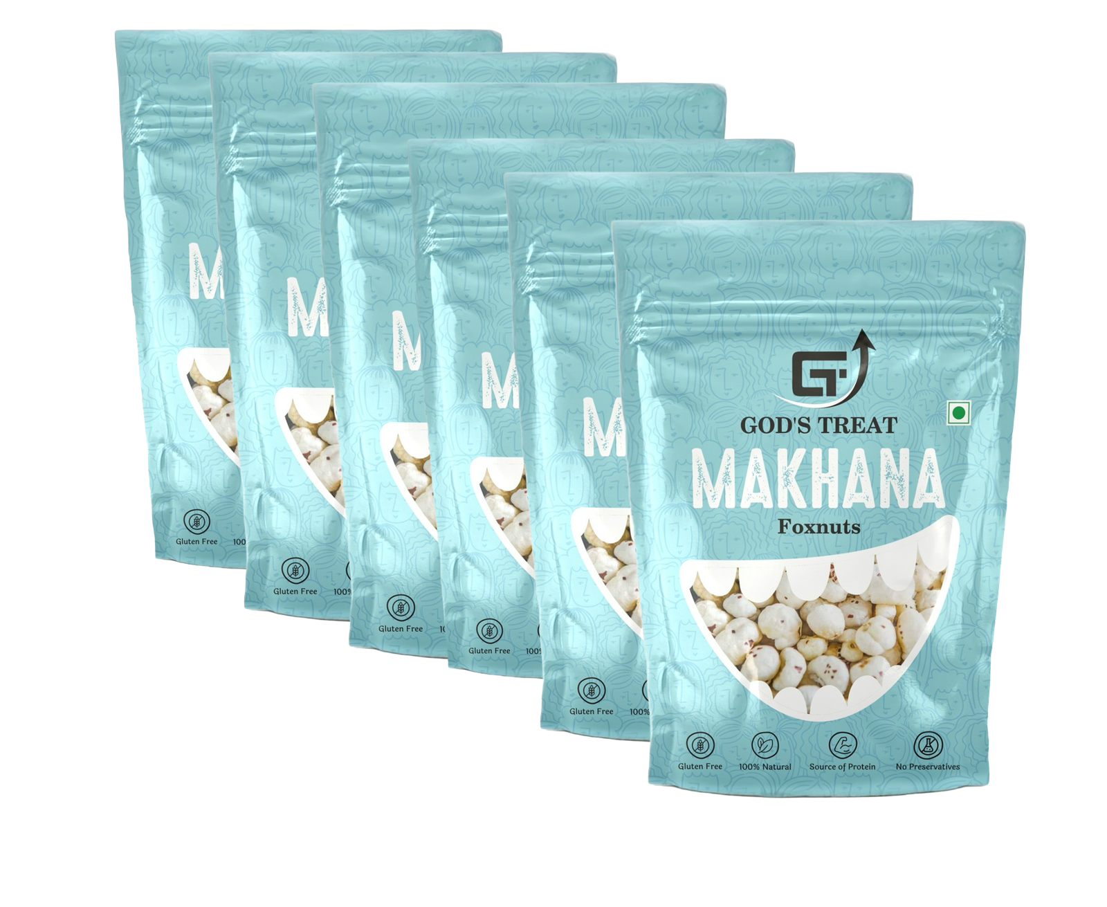 God's Treat Regular Raw Phool Makhana 75g (Pack of 6) | Premium Fox Nuts | Lightweight & Crunchy | Ideal for Roasting | Healthy Snacking, Fasting & Prasadam | Natural Lotus Seeds