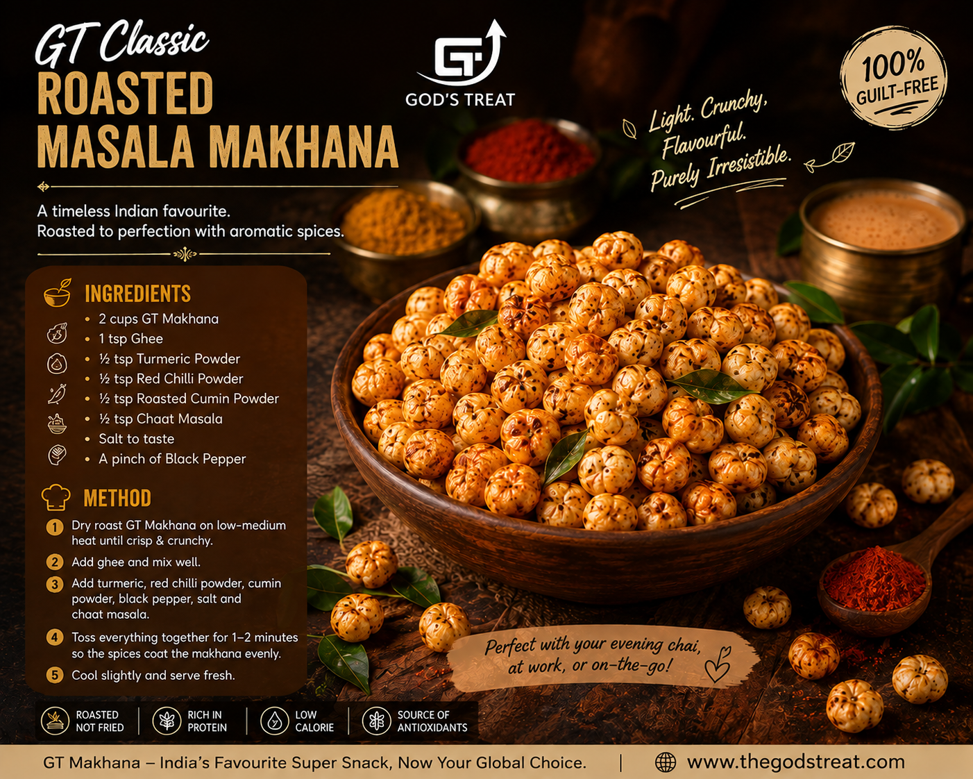 GT Classic Roasted Masala Makhana Recipe