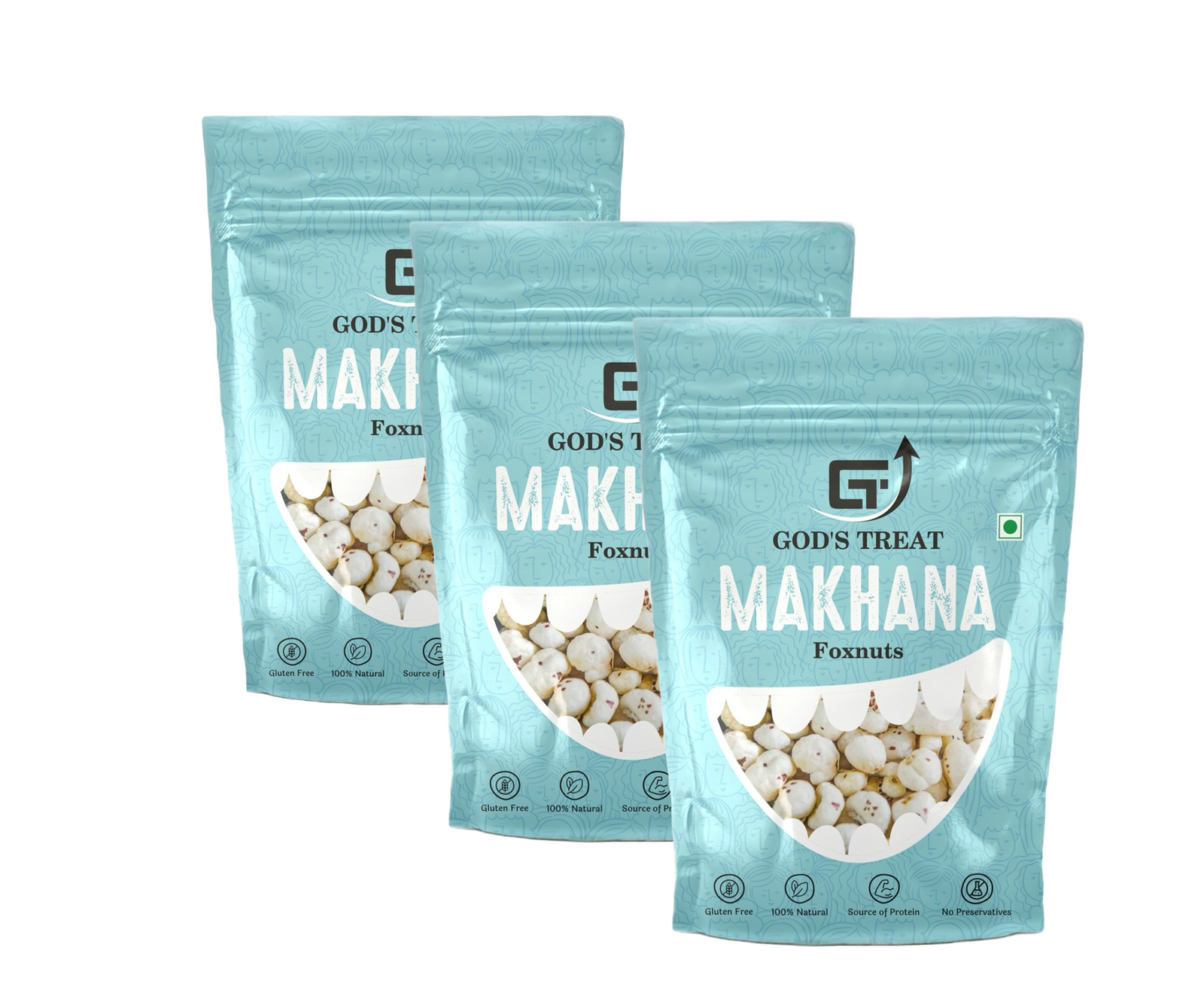GT - God's Treat Regular RAW Makhana (Pack of 3)